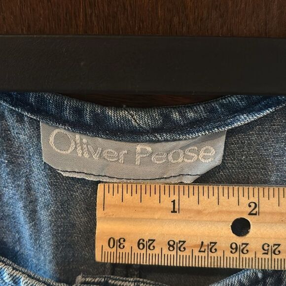Vintage Oliver Pease Denim Snap Front Jumpsuit - Size 8 - Picture 2 of 8